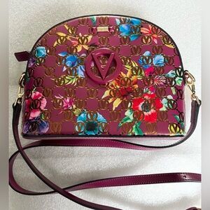 Valentino By Mario Valentino Floral Crossbody Shoulder Leather Diana Bag
